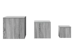 Mesitas auxiliares 3 piezas madera contrachapada gris Sonoma