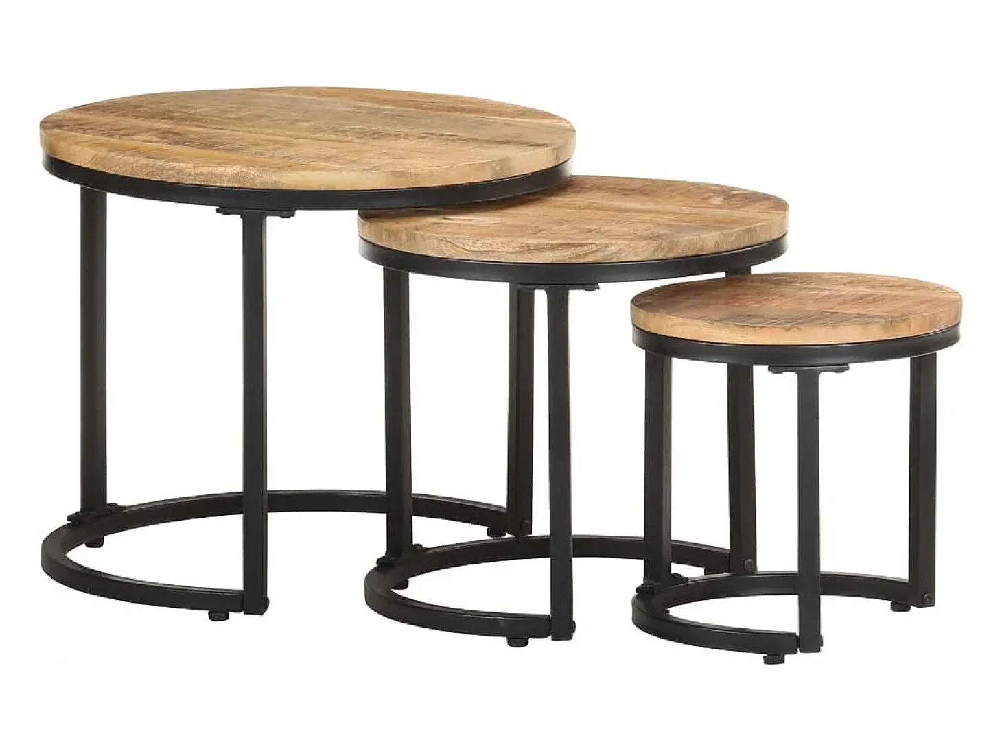 Mesitas auxiliares 3 Piezas madera de mango rugosa