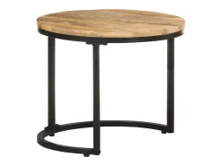 Mesitas auxiliares 3 Piezas madera de mango rugosa