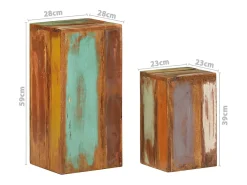 Mesitas auxiliares 2 piezas madera maciza reciclada