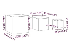 Mesitas auxiliares 3 uds madera contrachapada negro