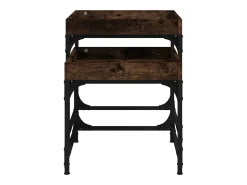 Mesitas auxiliares 3 uds madera contrachapada roble ahumado