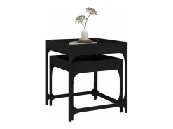Mesitas auxiliares 2 uds madera contrachapada negra
