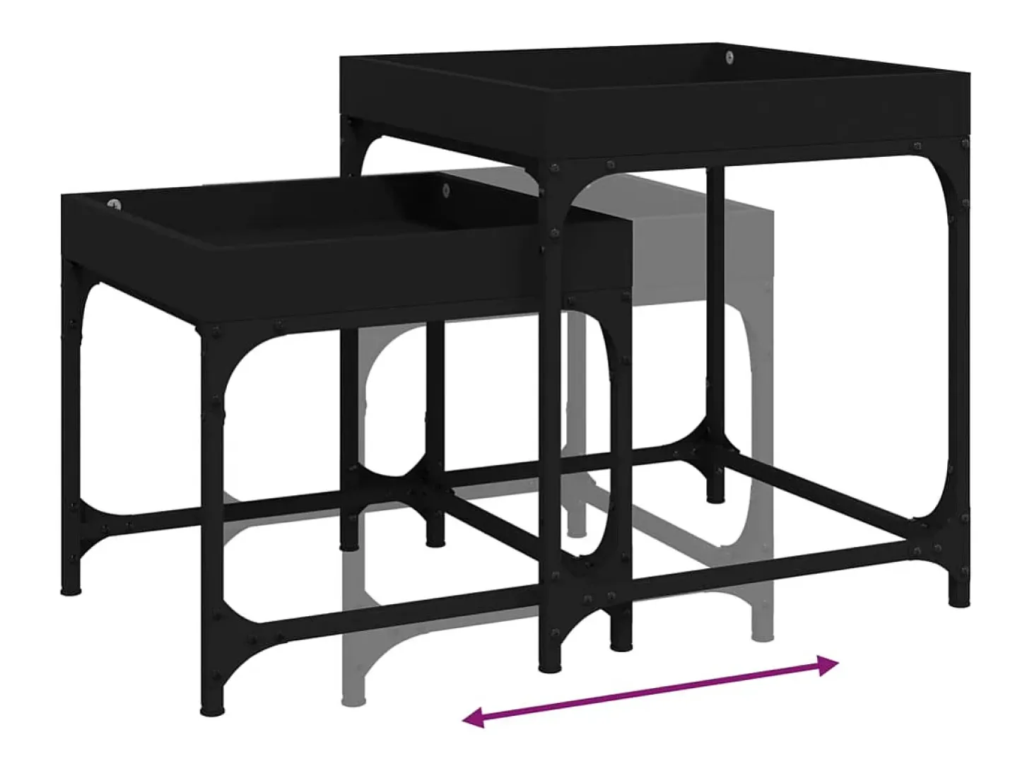 Mesitas auxiliares 2 uds madera contrachapada negra