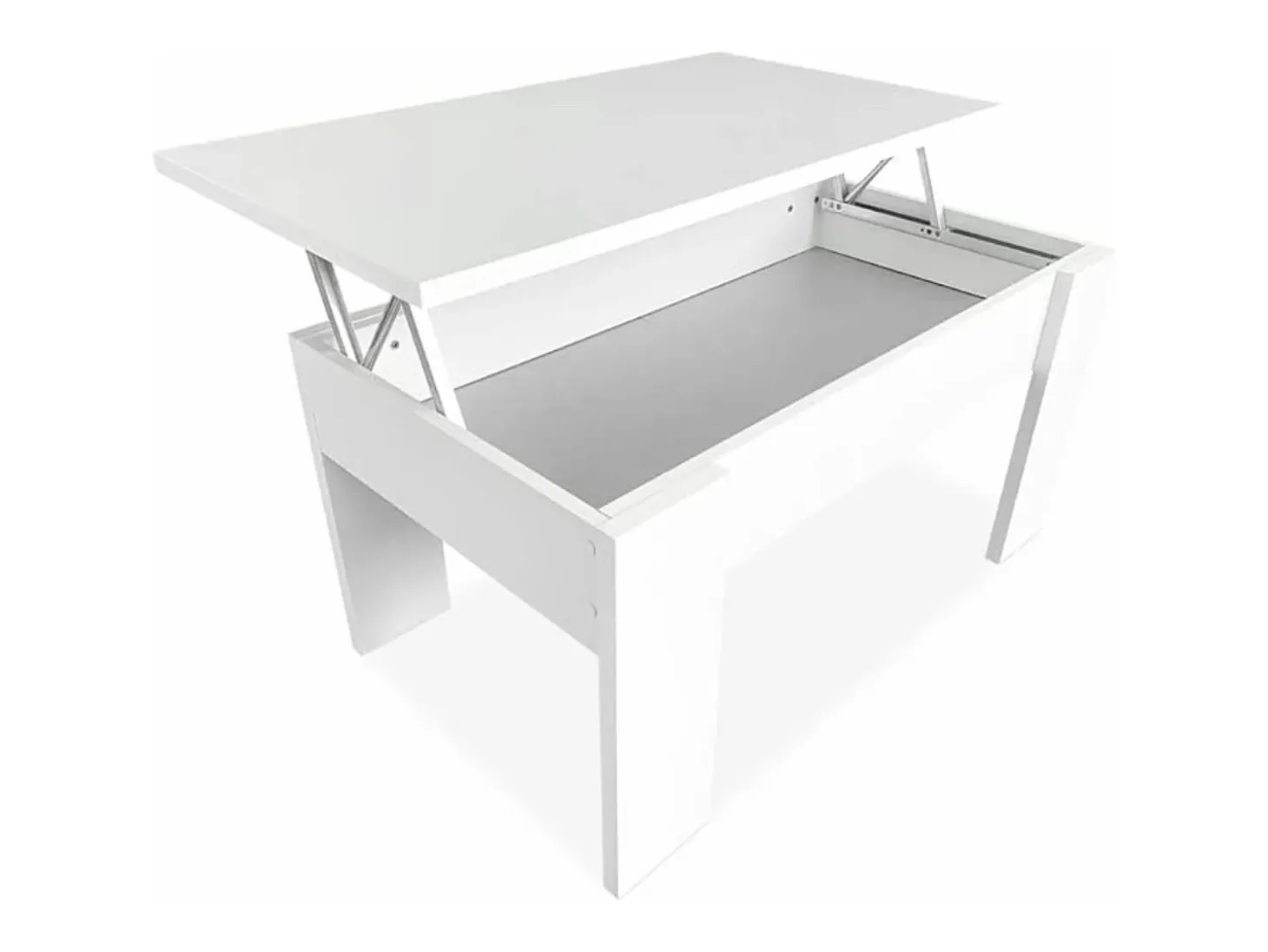 Meyvaser - Mesa de Centro Elevable, Mesita de Sal贸n o Comedor, Acabado en Color Blanco, Medidas: 90 cm (Ancho) x 50 cm (Fondo) x 46-57 cm (Alto)