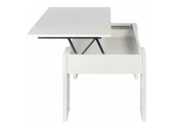 Meyvaser - Mesa de Centro Elevable, Mesita de Sal贸n o Comedor, Acabado en Color Blanco, Medidas: 90 cm (Ancho) x 50 cm (Fondo) x 46-57 cm (Alto)