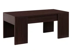 Meyvaser - Mesa de Centro Elevable, Mesita de Salón o Comedor, Acabado en Color Wengue, Medidas: 90 cm (Ancho) x 50 cm (Fondo) x 46-57 cm (Alto)