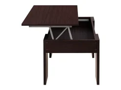 Meyvaser - Mesa de Centro Elevable, Mesita de Salón o Comedor, Acabado en Color Wengue, Medidas: 90 cm (Ancho) x 50 cm (Fondo) x 46-57 cm (Alto)