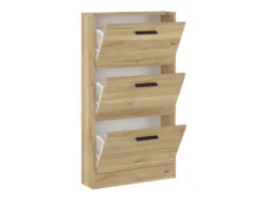 Meyvaser - Zapatero 3 Puertas, Zapatero Estrecho, Acabado en Color Mauvella, Medidas: 108 cm (Alto) x 60 cm (Ancho) x 17 cm (Fondo)