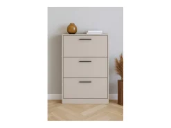 Meyvaser - Zapatero 3 Puertas, Zapatero Estrecho, Acabado en Color Beige, Medidas: 108 cm (Alto) x 60 cm (Ancho) x 17 cm (Fondo)