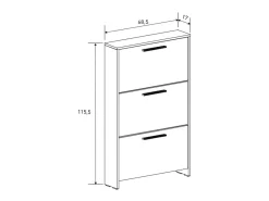Meyvaser - Zapatero con 3 Puertas, Mueble para Zapatos Estrecho en Color Beige, Medidas: 115 cm (Alto) x 68,5 cm (Ancho) x 17 cm (Fondo)