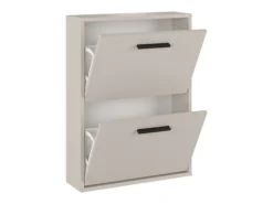Meyvaser - Zapatero con 2 Puertas, Mueble para Zapatos Estrecho en Color Beige, Medidas: 73 cm (Alto) x 54 cm (Ancho) x 18 cm (Fondo)