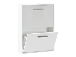 Meyvaser - Zapatero con 2 Puertas, Mueble para Zapatos Estrecho en Color Blanco, Medidas: 73 cm (Alto) x 54 cm (Ancho) x 18 cm (Fondo)