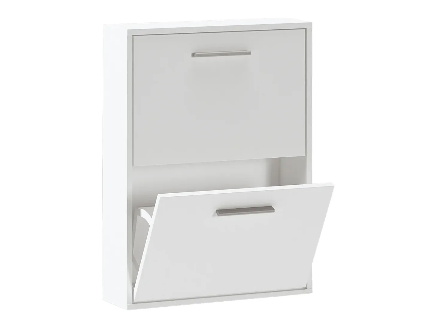 Meyvaser - Zapatero con 2 Puertas, Mueble para Zapatos Estrecho en Color Blanco, Medidas: 73 cm (Alto) x 54 cm (Ancho) x 18 cm (Fondo)