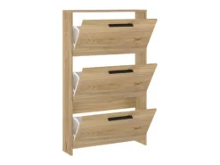 Meyvaser - Zapatero con 3 Puertas, Mueble para Zapatos Estrecho en Color Mauvella, Medidas: 115 cm (Alto) x 68,5 cm (Ancho) x 17 cm (Fondo)