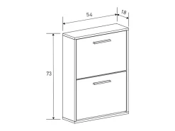 Meyvaser - Zapatero con 2 Puertas, Mueble para Zapatos Estrecho en Color Mauvella, Medidas: 73 cm (Alto) x 54 cm (Ancho) x 18 cm (Fondo)