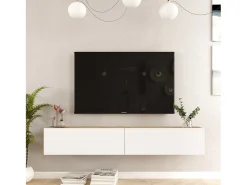 Meyvaser.com Ecommerce Company Mueble de TV de Pared Moderno Color Roble y Blanco con 2 Cajones - 180x31.6x29.6 cm.