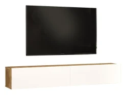 Meyvaser.com Ecommerce Company Mueble de TV de Pared Moderno Color Roble y Blanco con 2 Cajones - 180x31.6x29.6 cm.