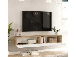 Meyvaser.com Ecommerce Company Mueble de TV de Pared Moderno Color Roble y Blanco con 2 Cajones - 180x31.6x29.6 cm.
