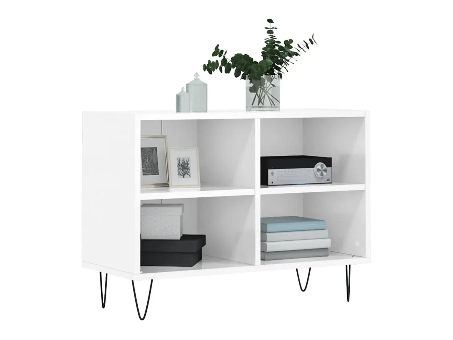 Miami Mueble de TV madera de ingeniería blanco brillo 69,5x30x50 cm