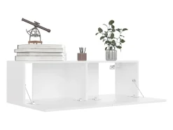 Mitchel Mueble para TV pared madera contrachapada blanco 100x30x30 cm