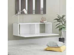 Mitchel Mueble para TV pared madera contrachapada blanco 100x30x30 cm