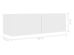 Mitchel Mueble para TV pared madera contrachapada blanco 100x30x30 cm