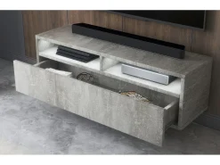 Mobile TV con cassetto - effetto cemento con LED - 100 cm - REDNAW