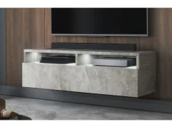 Mobile TV con cassetto - effetto cemento con LED - 100 cm - REDNAW
