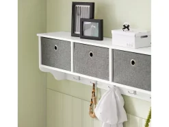 Moderna estantería de Pared, Perchero, Estante de Pared,con 5 Ganchos y 3 cajones,L100 cm FRG282-W SoBuy ES
