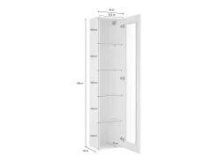 Moderna vitrina de salón negra con puerta 4 estantes de cristal Nota Vidrio