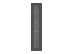 Moderna vitrina de salón negra con puerta 4 estantes de cristal Nota Vidrio