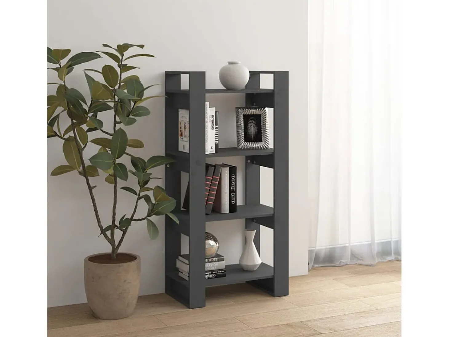 Modrin Estantería/divisor de espacios madera maciza gris 60x35x125 cm
