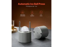 Molde de Hielo SucceBuy Prensa de Hielo, Kit de Máquina de Hielo de 5.3 cm para Whisky, Plata, Ideal para Bebidas y Fiestas