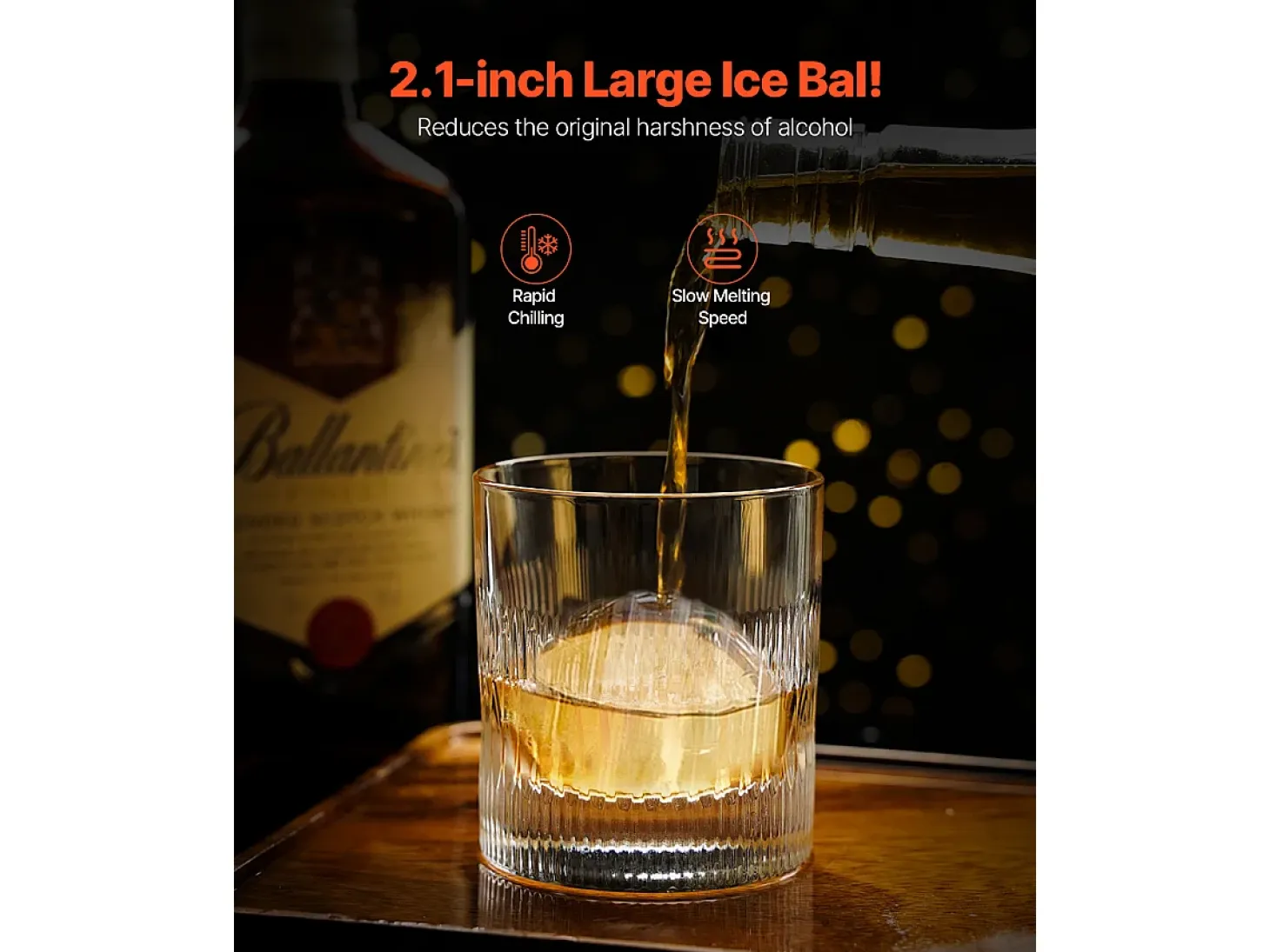 Molde de Hielo SucceBuy Prensa de Hielo, Kit de Máquina de Hielo de 5.3 cm para Whisky, Plata, Ideal para Bebidas y Fiestas