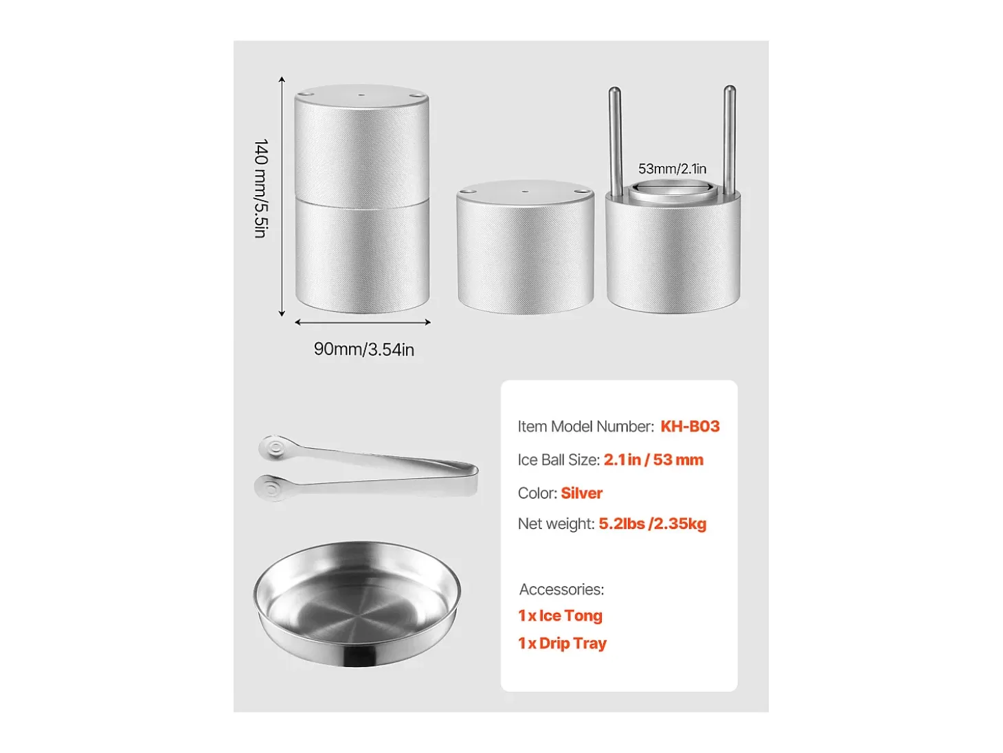 Molde de Hielo SucceBuy Prensa de Hielo, Kit de Máquina de Hielo de 5.3 cm para Whisky, Plata, Ideal para Bebidas y Fiestas