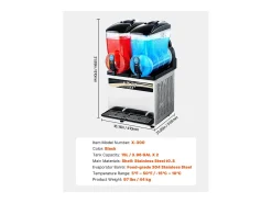 Máquina de Granito SucceBuy, 2 Depósitos de 15 L, Acero Inoxidable, Distribuidor de Bebidas Heladas, para Hogar, Restaurantes, Cafés, Bares