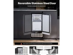 Máquina de Hielo Bajo el Mostrador SucceBuy, 36 kg/Día con Puerta Reversible Integrada