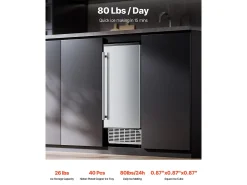 Máquina de Hielo Bajo el Mostrador SucceBuy, 36 kg/Día con Puerta Reversible Integrada
