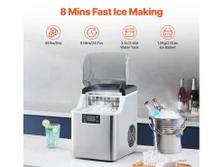 Máquina De Hielo De Mostrador SucceBuy, 20.41 kg De Hielo En 24 Horas, Autolimpiante, Con Pala Y Cesta