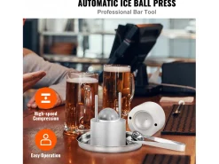 Máquina de Hielo SucceBuy 61 mm, Prensa de Hielo en Aluminio Redondo para Whisky, Plata