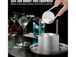 Máquina de Hielo SucceBuy 61 mm, Prensa de Hielo en Aluminio Redondo para Whisky, Plata
