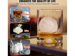 Máquina de Hielo SucceBuy 61 mm, Prensa de Hielo en Aluminio Redondo para Whisky, Plata