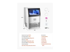 Máquina de Hielo SucceBuy Máquina de Hielo Comercial con Pantalla LED, 40,82 kg/Día para Gastronomía