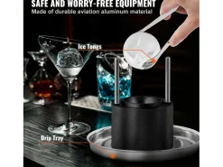 Máquina de Hielo SucceBuy 61 mm, Prensa de Hielo en Aluminio Redondo, Negro