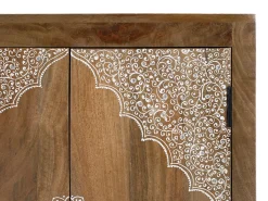 Mueble auxiliar en madera de mango con dos puertas pintadas a mano