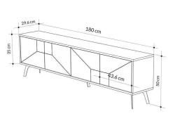 Mueble bajo de TV Dune 4 compartimentos roble 50x180x29,6 cm