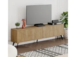 Mueble bajo de TV Dune 4 compartimentos roble 50x180x29,6 cm