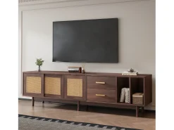 Mueble bajo para TV - 190 x 40 x 52 cm - con 3 puertas + 2 cajones - para TV de 75 pulgadas - MDF - Marrón