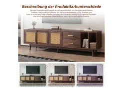 Mueble bajo para TV - 190 x 40 x 52 cm - con 3 puertas + 2 cajones - para TV de 75 pulgadas - MDF - Marrón